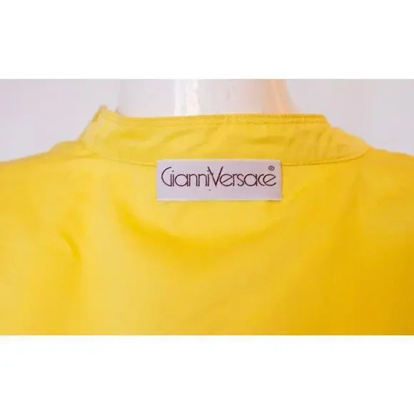 Vintage Gianni Versace Canary Yellow 100% Cotton Skirt & Jacket Ensemble